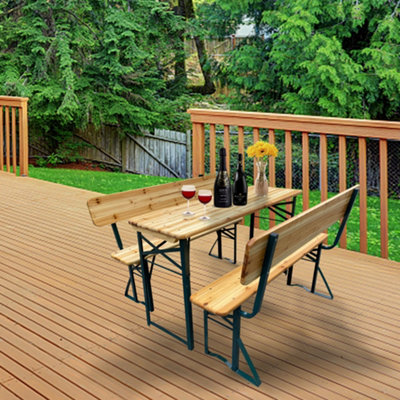 Set of 3 Outdoor Chair and Foldable Table Benches Set Garden Bistro Set ...