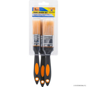 Set Of 3 Paint Brush Set Painting Decorating Diy Brushes Tools Handle