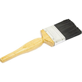 Set Of 3 Painting Brushes 2.5 inch Wooden Handle Home Decorating Walls Black Bristles