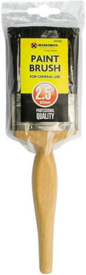 Set Of 3 Painting Brushes 2.5 inch Wooden Handle Home Decorating Walls Black Bristles