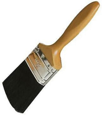 Set Of 3 Painting Brushes 2.5 inch Wooden Handle Home Decorating Walls Black Bristles - 3