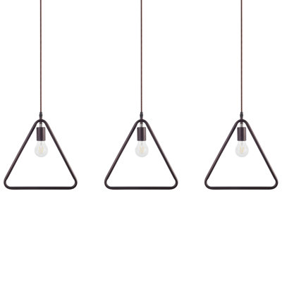 Set of 3 Pendant Lamps JURUENA Metal Dark Brown