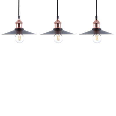 Set of 3 Pendant Lamps SWIFT Metal Copper