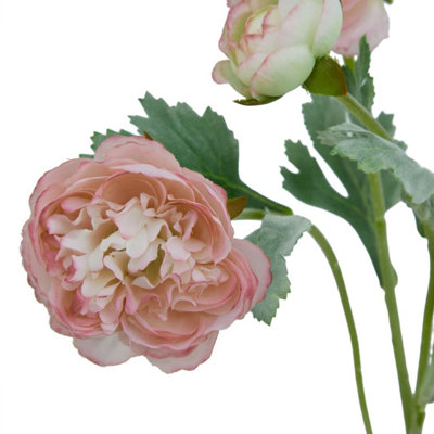 Set of 3 Pink Artificial Ranunculus Stems 50cm