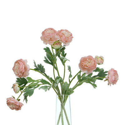 Set of 3 Pink Artificial Ranunculus Stems 50cm