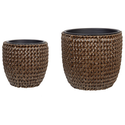 Set of 3 Plant Pots BERBERIS PE Rattan 34/45 cm