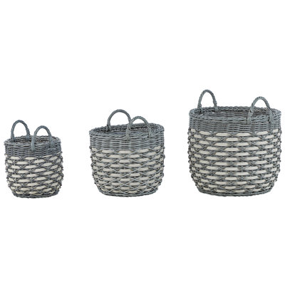 Set of 3 Plant Pots GEFIRA PE Rattan 31/39/49 cm Grey