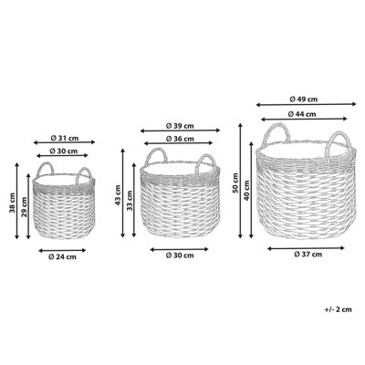 Set of 3 Plant Pots GEFIRA PE Rattan 31/39/49 cm Grey