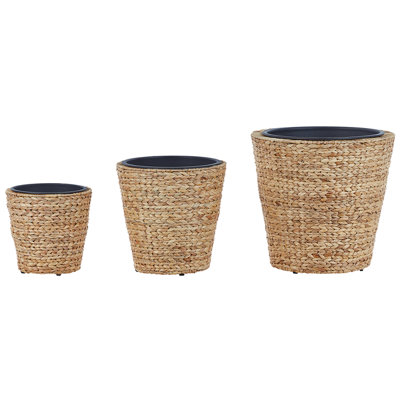 Set of 3 Plant Pots PLAKA Wicker 29/37/49 cm