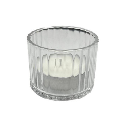 Set of 3 Premium Ribbed Glass Tealight Holders (Includes 3 free Tealights) - 3