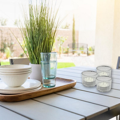 Set of 3 Premium Ribbed Glass Tealight Holders (Includes 3 free Tealights) - 4