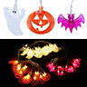Set of 3 Pumpkin Bat Ghost Halloween LED Lights with 2 Modes Holiday Decor