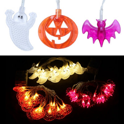 Set of 3 Pumpkin Bat Ghost Halloween LED Lights with 2 Modes Holiday Decor Price Comparisons | Compare The Build