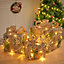 Set of 3 Rattan LED Light Up Christmas Gift Box Glitter Party Xmas Tree Decor Parcel Presents Set with Bow