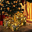 Set of 3 Rattan LED Light Up Christmas Gift Box Glitter Party Xmas Tree Decor Parcel Presents Set with Bow