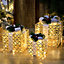 Set of 3 Rattan Weaving LED Light Up Christmas Gift Box Glitter Party Xmas Tree Decor Parcel Presents Set with Bow