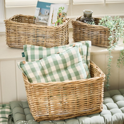 Set of 3 Rattan Wicker Indoor Home Decor Storage Baskets