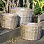 Set of 3 Round Wicker Plant Pots Summer Outdoor Garden Decor Planters