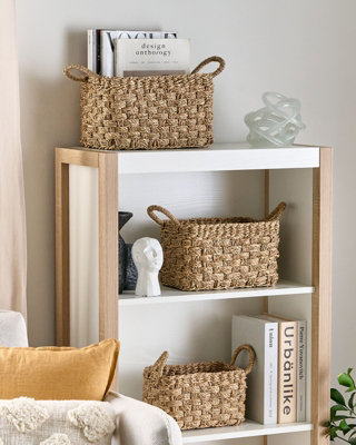 Set of 3 Seagrass Baskets Light HOIAN
