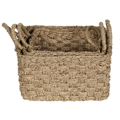 Set of 3 Seagrass Baskets Light HOIAN