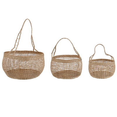 Set of 3 Seagrass Baskets Natural ARAPAIMA