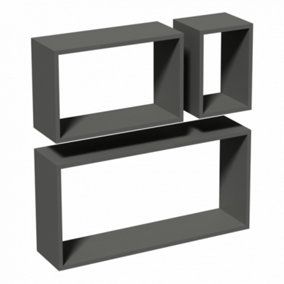 Set of 3 Shelves Wall Storage Shelf Lounge Cubes - Finish Grey