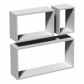 Set of 3 Shelves Wall Storage Shelf Lounge Cubes - Finish White