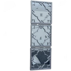Set Of 3 Silver Moroccan Tile Mirrors Wall Art Square