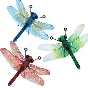 Set of 3 Small Metal Dragonflies Garden Home Wall Art Ornament Gift