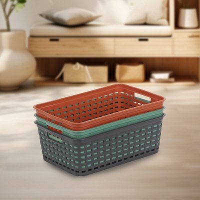 Set of 3 - Small Storage Basket with Handle Set