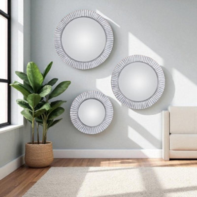 Set Of 3 Starburst Wall Mirrored Mirror Set