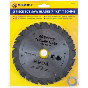 Set Of 3 Tct Saw Circular Blades Set 7 1/2 Inch Cut Cutting Wood