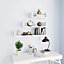 Set of 3 U-Shaped Wooden Wall Mounted Floating Display Shelves Decorative & Creative Office Living Room Bedroom Load 5kg White