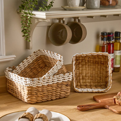 Set of 3 Water Hyacinth Home Decor Indoor Storage Baskets