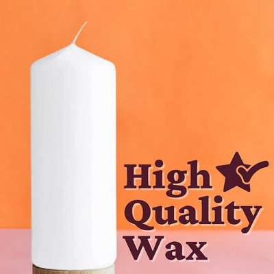 Set of 3 White 14cm Pillar Candles Long Burn Time Ivory Tall Church Candle Christmas Décor - 3