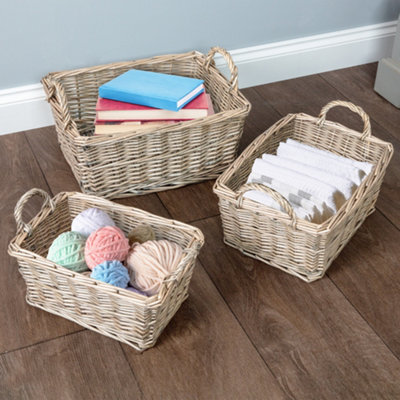 Set of 3 Wicker Home Storage Baskets