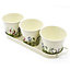 Set of 3 Wildflower Design Metal Planters with Tray