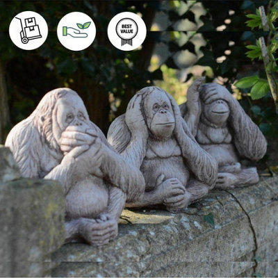 Set of 3 wise monkeys Garden figurines