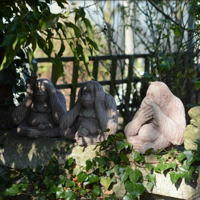 Set of 3 wise monkeys Garden figurines