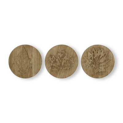 Set of 3 Wood Leaves Trio Wooden Wall Art