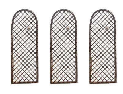 Set of 3 x Framed Willow Trellis Round Top Panels