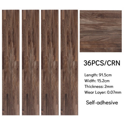 VEVOR 36 PCS Self-Adhesive PVC Vinyl Floor Planks – 54 Sq Ft, Wood Grain, Peel & Stick
