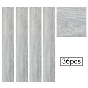 Set of 36 Grey Realistic Woodgrain Effect Self Adhesive PVC Flooring Wood Plank Waterproof, 5m² Pack