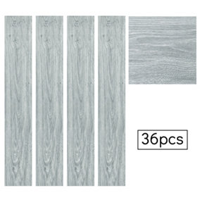 Set of 36 Grey Realistic Woodgrain Wood Effect Self Adhesive PVC Flooring Plank Waterproof, 5m² Pack