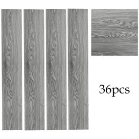 Set of 36 Grey Rustic Lifelike Wood Grain Self Adhesive Laminate Planks PVC Flooring, 5m² Pack
