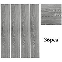 Set of 36 Grey Rustic Lifelike Wood Grain Self Adhesive Vinyl PVC Laminate Flooring, 5m² Pack