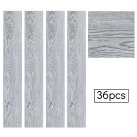 Set of 36 Grey Rustic Realistic Woodgrain Effect Self Adhesive PVC Flooring Tile Wood Plank Waterproof, 5m² Pack