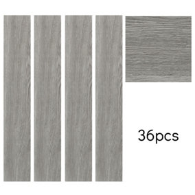 Set of 36 Grey Rustic Style Waterproof Wood Grain Self Adhesive Plank PVC Laminate Flooring, 5m² Pack