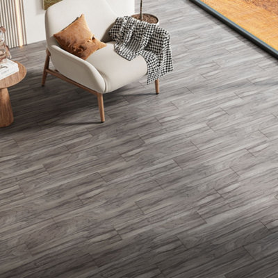 Set of 36 Grey Rustic Wood Grain Effect Self Adhesive Plank PVC Flooring Waterproof Covering 5m²