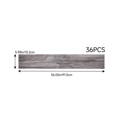 Set of 36 Grey Rustic Wood Grain Effect Self Adhesive Plank PVC Flooring Waterproof Covering 5m²